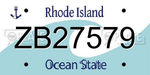 ZB27579 Rhode Island License Plate