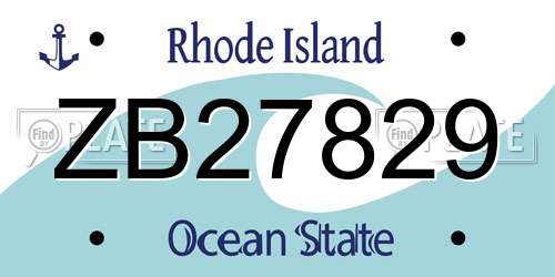 ZB27829 Rhode Island License Plate