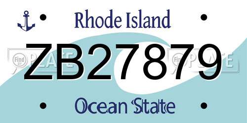 ZB27879 Rhode Island License Plate