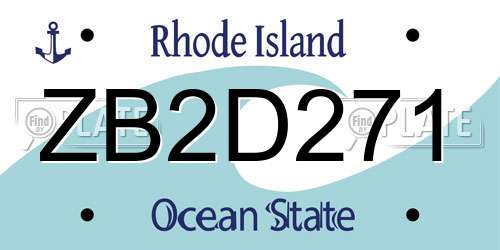 ZB2D271 Rhode Island License Plate