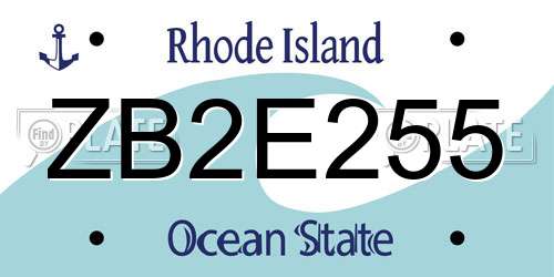 ZB2E255 Rhode Island License Plate