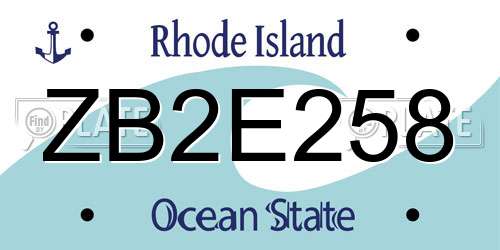 ZB2E258 Rhode Island License Plate