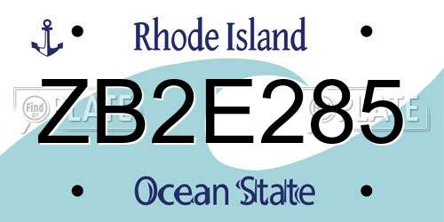 ZB2E285 Rhode Island License Plate