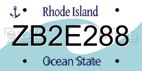 ZB2E288 Rhode Island License Plate