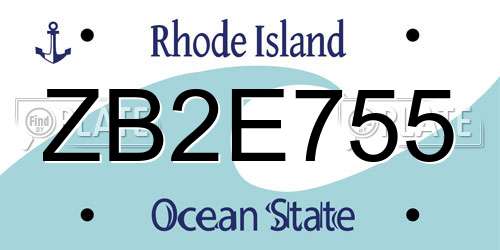 ZB2E755 Rhode Island License Plate