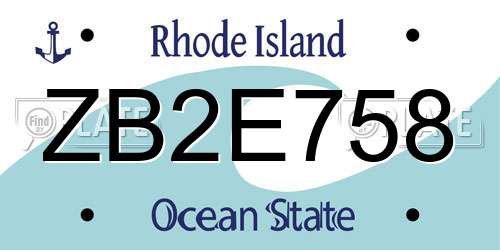 ZB2E758 Rhode Island License Plate