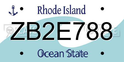 ZB2E788 Rhode Island License Plate