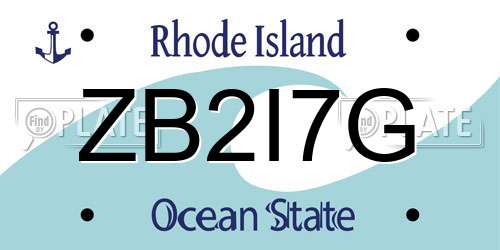 ZB2I7G Rhode Island License Plate