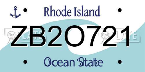 ZB2O721 Rhode Island License Plate