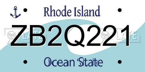 ZB2Q221 Rhode Island License Plate