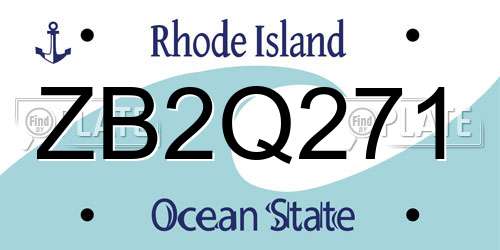 ZB2Q271 Rhode Island License Plate