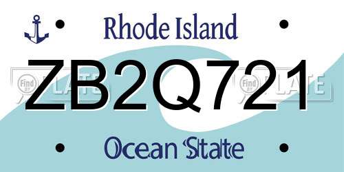ZB2Q721 Rhode Island License Plate