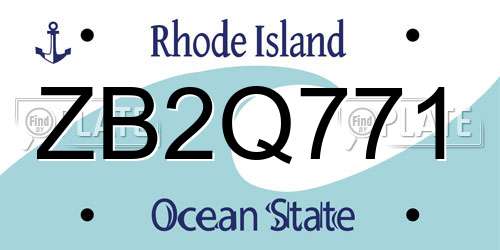 ZB2Q771 Rhode Island License Plate