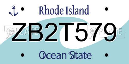 ZB2T579 Rhode Island License Plate
