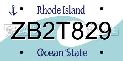 ZB2T829 Rhode Island License Plate