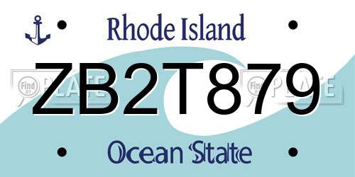 ZB2T879 Rhode Island License Plate
