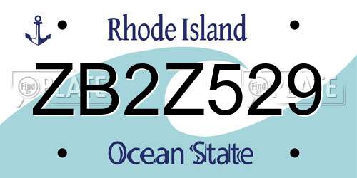 ZB2Z529 Rhode Island License Plate