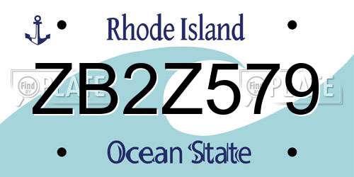 ZB2Z579 Rhode Island License Plate