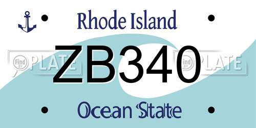 ZB340 Rhode Island License Plate