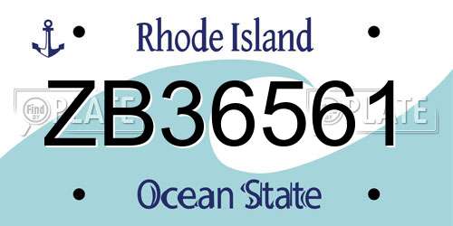 ZB36561 Rhode Island License Plate