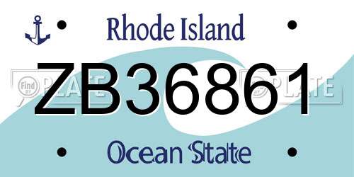 ZB36861 Rhode Island License Plate