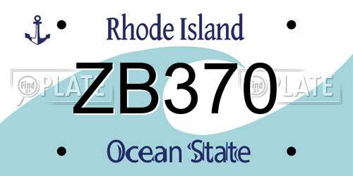 ZB370 Rhode Island License Plate