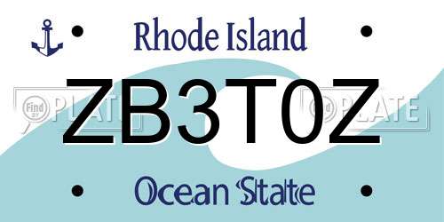 ZB3T0Z Rhode Island License Plate