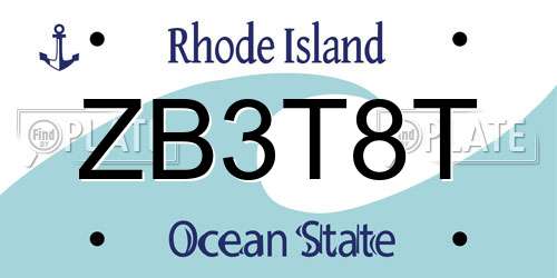 ZB3T8T Rhode Island License Plate
