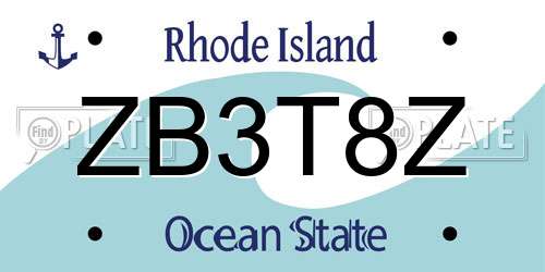ZB3T8Z Rhode Island License Plate