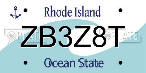 ZB3Z8T Rhode Island License Plate