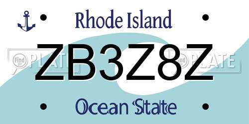 ZB3Z8Z Rhode Island License Plate