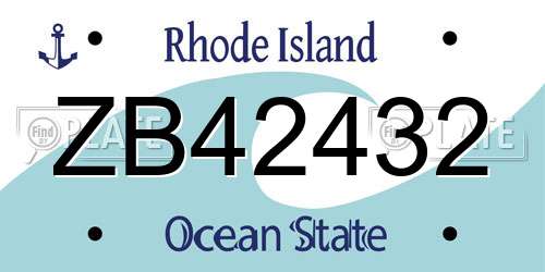 ZB42432 Rhode Island License Plate