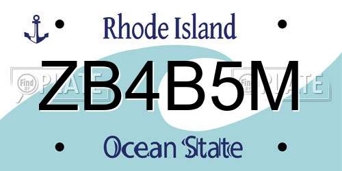 ZB4B5M Rhode Island License Plate
