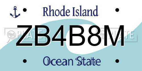 ZB4B8M Rhode Island License Plate