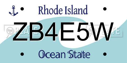 ZB4E5W Rhode Island License Plate