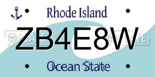 ZB4E8W Rhode Island License Plate
