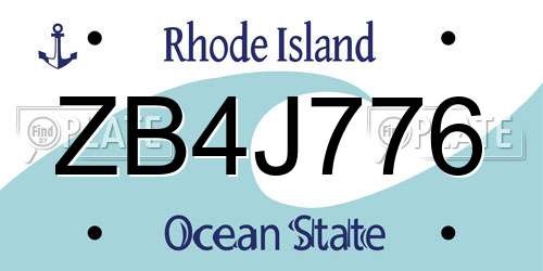 ZB4J776 Rhode Island License Plate