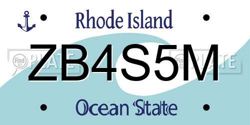 ZB4S5M Rhode Island License Plate