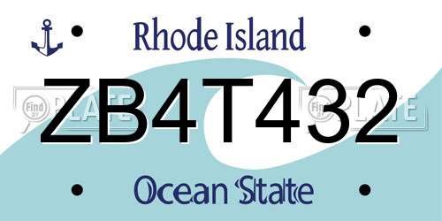 ZB4T432 Rhode Island License Plate