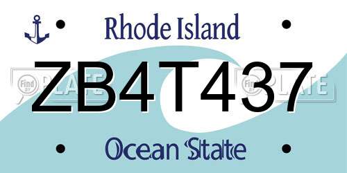 ZB4T437 Rhode Island License Plate