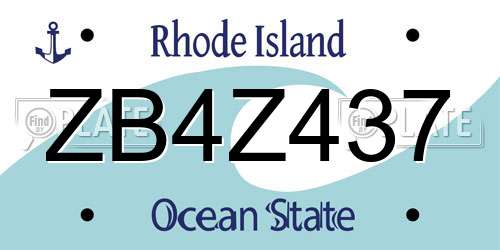 ZB4Z437 Rhode Island License Plate