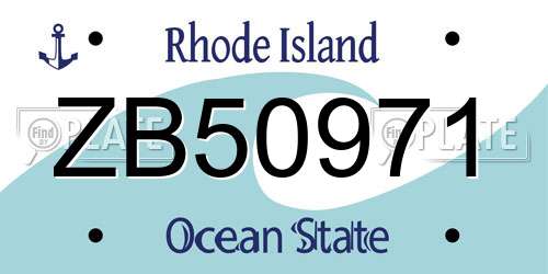 ZB50971 Rhode Island License Plate