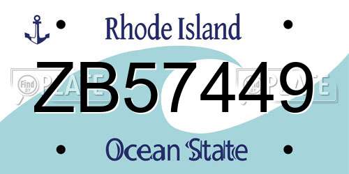 ZB57449 Rhode Island License Plate