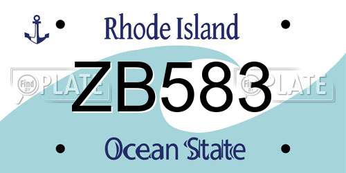 ZB583 Rhode Island License Plate