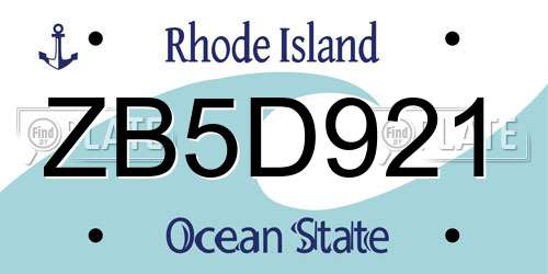 ZB5D921 Rhode Island License Plate