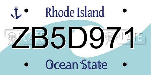 ZB5D971 Rhode Island License Plate