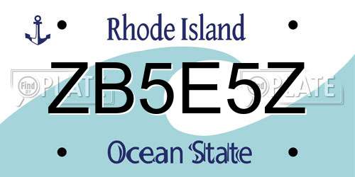 ZB5E5Z Rhode Island License Plate