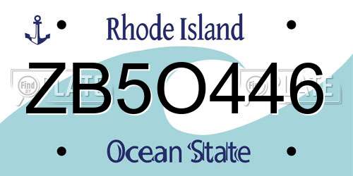 ZB5O446 Rhode Island License Plate