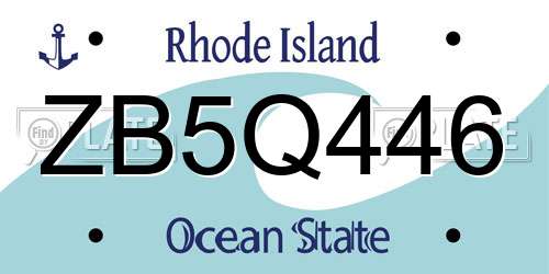 ZB5Q446 Rhode Island License Plate