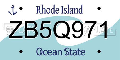 ZB5Q971 Rhode Island License Plate